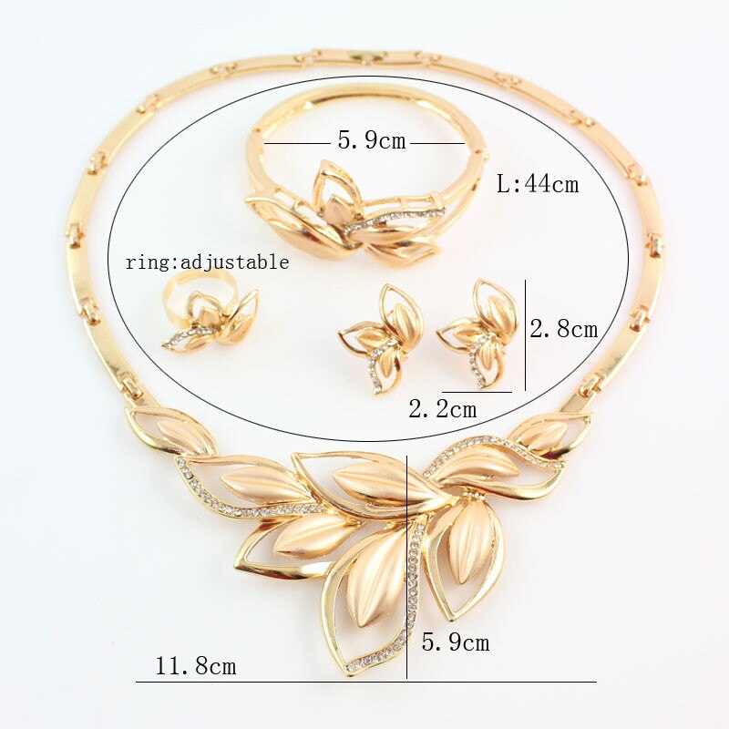 sengpan bridal jewelry set for wedding gifts for her NEW African Beads Jewelry Set Gold Color Clear Austrian Crystal Women Wedding Necklace Bracelet Earring Ring