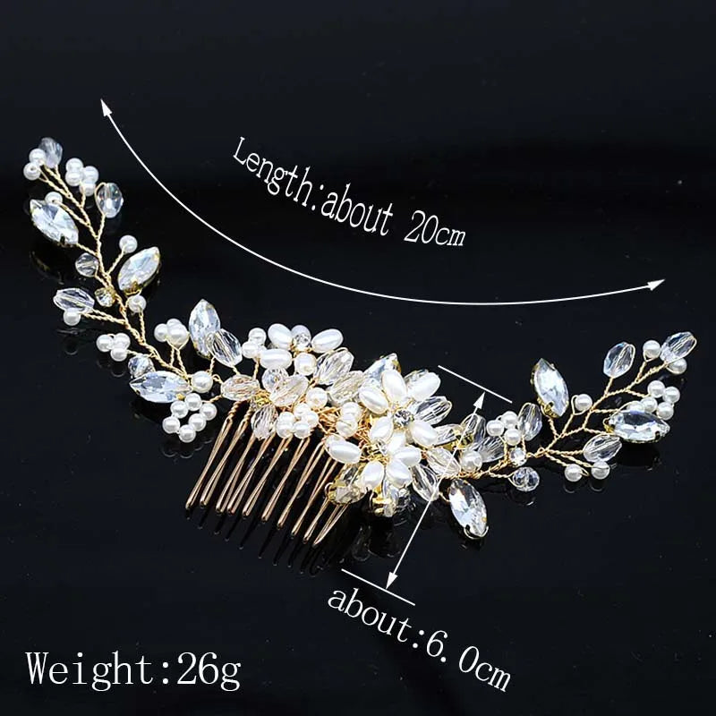 sengpan Bridal Hair Accessories Crystal Peals Hair Combs Wedding Hair Clips Accessories Jewelry Handmade Women Hair Ornaments Headpieces