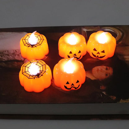 sengpan New Pumpkin Candle Lights Halloween Decoration Lights Warm White Spider Halloween Home Decoration Accessories