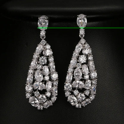 sengpan - Luxury Bride Wedding Earrings Amazing AAA Cubic Zirconia White Gold Color Crystal Jewelry Party Gift