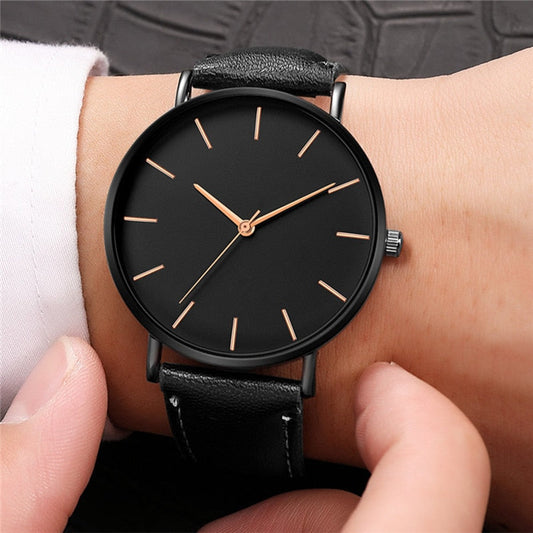 sengpan gifts for men Business Men Simple Shockproof Watches Custom Color Waterproof Leather Wristwatches Orologio Uomo Black Clock