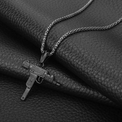 sengpan Pistol Pendants Necklaces Submachine Gun Necklace Men Hip Hop Jewelry Chain Collier