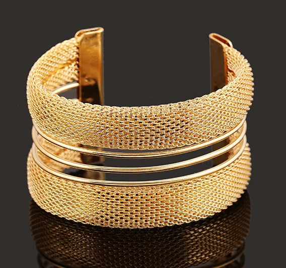 sengpan Bijoux Gypsy Fashion Gold Silver Plated Punk Hip Hop Cuff Wide Men Bangles Arm Bracelet for Women Bracelets & Bangles