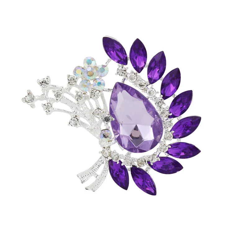 Lianfudai New Bride Bouquet Summer Purple Brooch Jewelry Korean Flower Crystal Rhinestone Brooch Pins Brooches For Wedding Women