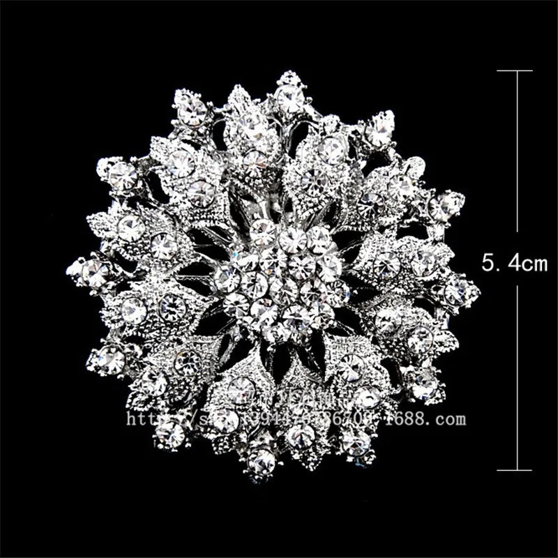 Lianfudai New Design Shining Silver Color Rhinestone Crystal Small Flower Rhinestone Brooches Bouquet for Wedding Women Brooch Pins