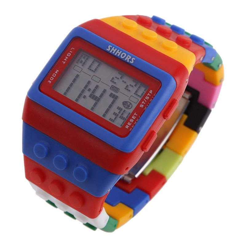 sengpan Christmas wishlist Hot Children's Watches Digital LED Chic Unisex Colorful Constructor Blocks Sports relogio masculino Wrist Women Watch Kids Gifts