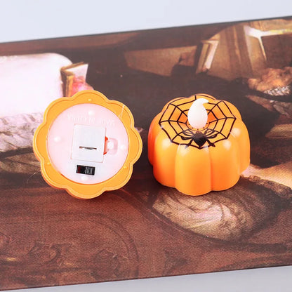 sengpan New Pumpkin Candle Lights Halloween Decoration Lights Warm White Spider Halloween Home Decoration Accessories