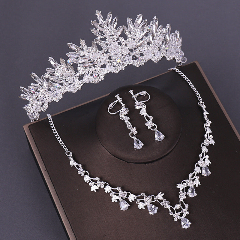 sengpan 3PCS Opval Crystal Bridal Wedding Costume Jewelry Sets Necklaces Earrings Tiaras Sets Wedding Engagement Jewelry New