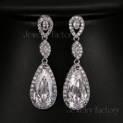 sengpan Luxury Bride Wedding Long Earrings for Women Amazing Cubic Zirconia Crystal Wedding Jewelry Party Gift