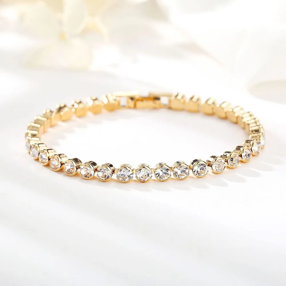 sengpan Korean Luxury Crystal Bracelet For Women Wedding Gift Gold Silver Color Metal Roman Chain Bracelets Bangles Jewelry