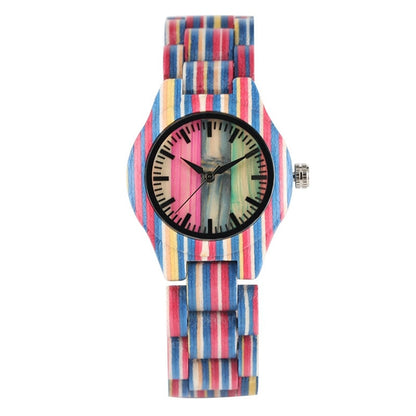 sengpan Christmas wishlist Top Luxury Colorful Wood Watch Women Quartz Full Bamboo Wooden Clock Female Candy Color Bracelet Watch Women's Wrist Reloj Mujer