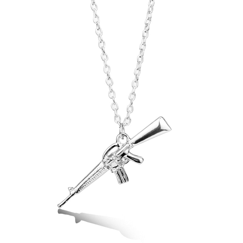 sengpan Pistol Pendants Necklaces Submachine Gun Necklace Men Hip Hop Jewelry Chain Collier