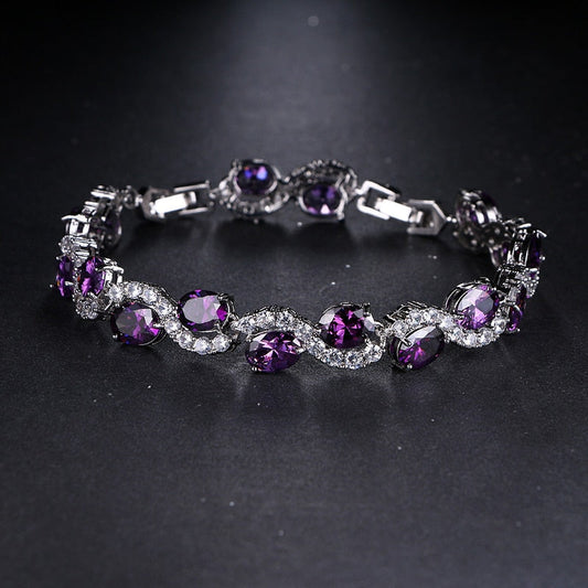 sengpan New Fashion Purple Zircon Bangle Bracelets Fashion New Design Wedding Jewelry for Women