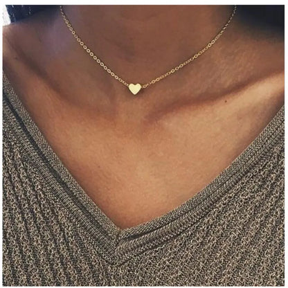 sengpan New Golden Silver Color Small Heart Necklaces Bijoux For Women Collars Fashion Jewelry Collarbone Pendant Necklace NA219