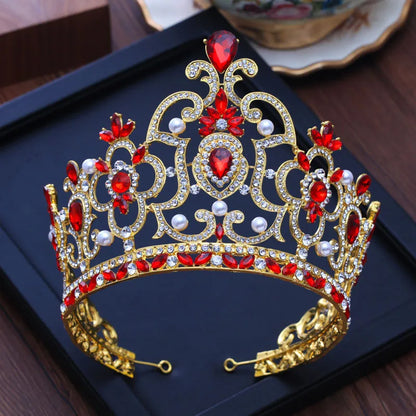 sengpan Big Crown for King and Queen Princess Pageant Tiaras and Crowns Rhinestone Headbands for Women Bride Wedding Hair Accessories