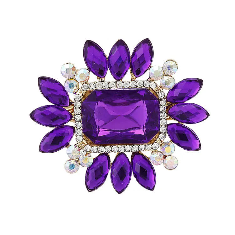 sengpan New Bride Bouquet Summer Purple Brooch Jewelry Korean Flower Crystal Rhinestone Brooch Pins Brooches For Wedding Women