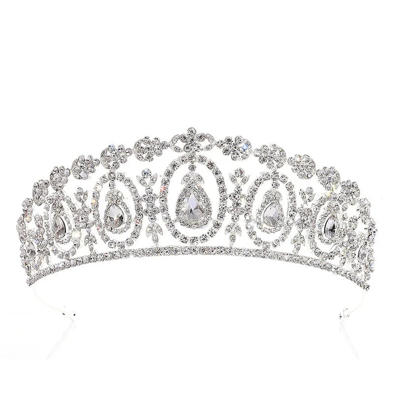 sengpan Shining Crystal Queen Princess Crown Fashion Big Rhinestone Tiaras Perfect For Women Wedding Or Engagement Hair Accessories