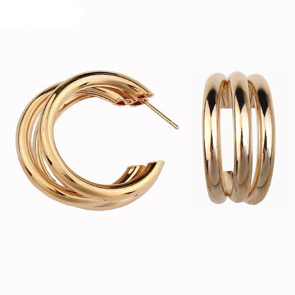 sengpan Christmas gifts ideas New Hot Sale Irregular Semi-circular Metal Earrings Temperament Wild Oorbellen Stud Earrings For Women Jewelry Wholesale