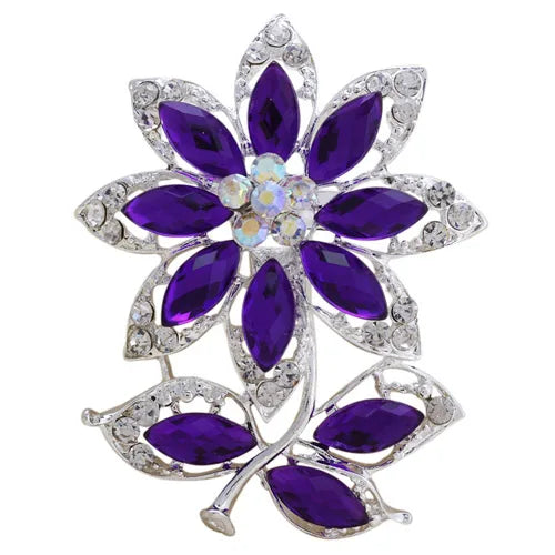 sengpan New Bride Bouquet Summer Purple Brooch Jewelry Korean Flower Crystal Rhinestone Brooch Pins Brooches For Wedding Women