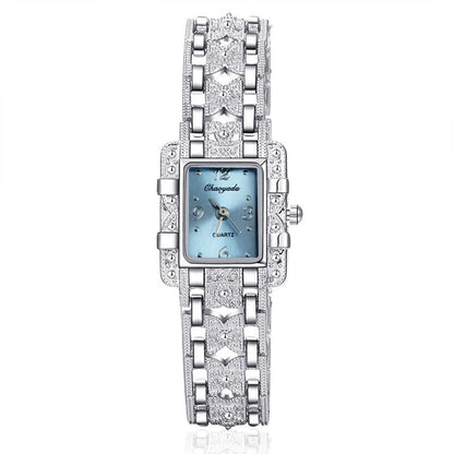 sengpan Women Watch Rectangle Dial Silver Stainless Steel Crystal Watches Fashion Quartz For Women ladies major relojes Hot Sale Relojes