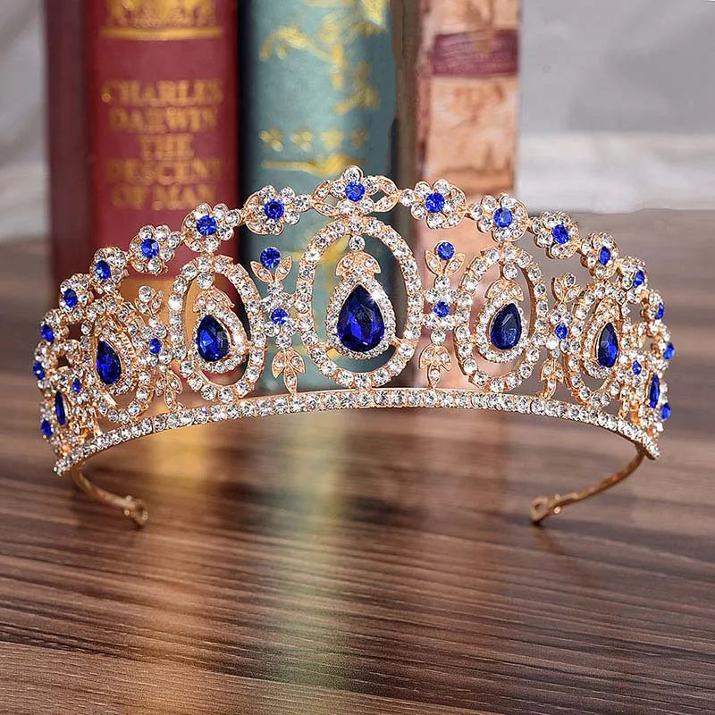 sengpan Shining Crystal Queen Princess Crown Fashion Big Rhinestone Tiaras Perfect For Women Wedding Or Engagement Hair Accessories