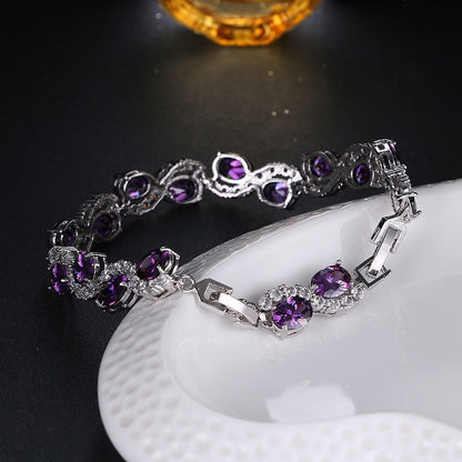 sengpan New Fashion Purple Zircon Bangle Bracelets Fashion New Design Wedding Jewelry for Women