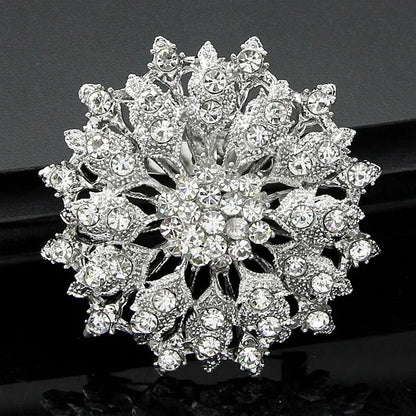 Lianfudai New Design Shining Silver Color Rhinestone Crystal Small Flower Rhinestone Brooches Bouquet for Wedding Women Brooch Pins