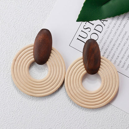 sengpan Multiple 27 Style Korea Handmade Wooden Straw Weave Rattan Vine Braid Drop Earrings New Fashion Geometric Long Earrings