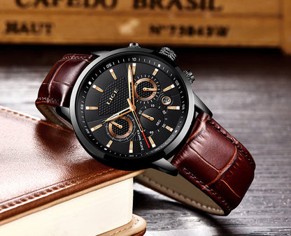 sengpan Men's Watches LIGE Top Brand Luxury Men Wrist Watch Leather Quartz Watch Sports Waterproof Male Clock Relogio Masculino+Box