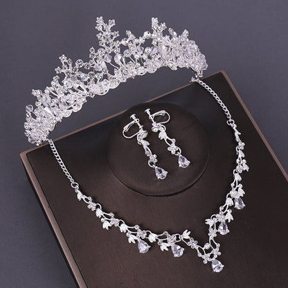 sengpan 3PCS Opval Crystal Bridal Wedding Costume Jewelry Sets Necklaces Earrings Tiaras Sets Wedding Engagement Jewelry New