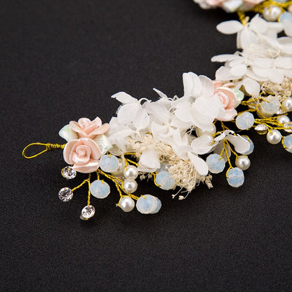 sengpan bridal jewelry set for wedding New Trendy Charms Bridal Tiara Baroque Flower Crown Wedding Dress Hair Accessories Pearl Jewelry Crystal Headband Handwork Gifts