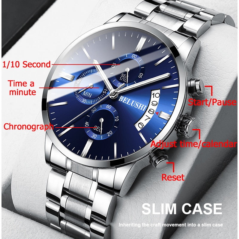 sengpan easter ifts for men Fashion Men's Quartz Watch Chronograph Sport Men Watches Top Brand Luxury Full Steel Waterproof Clock Male Wristwatch