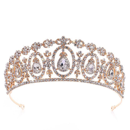 sengpan Shining Crystal Queen Princess Crown Fashion Big Rhinestone Tiaras Perfect For Women Wedding Or Engagement Hair Accessories