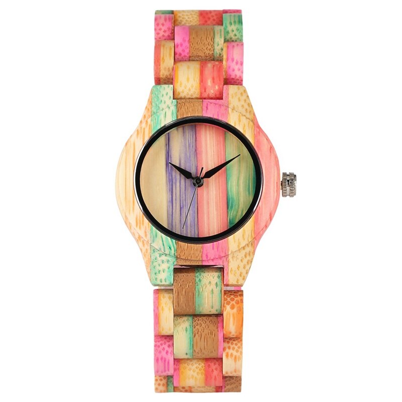 sengpan Christmas wishlist Top Luxury Colorful Wood Watch Women Quartz Full Bamboo Wooden Clock Female Candy Color Bracelet Watch Women's Wrist Reloj Mujer