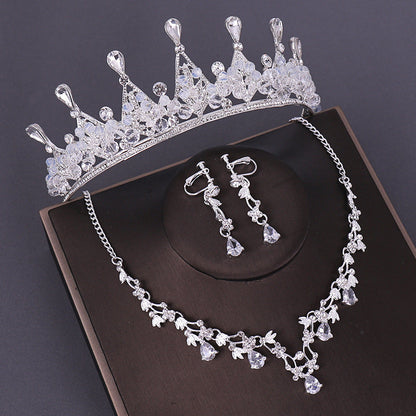 sengpan 3PCS Opval Crystal Bridal Wedding Costume Jewelry Sets Necklaces Earrings Tiaras Sets Wedding Engagement Jewelry New