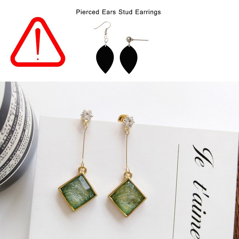 sengpan Simple Elegant Transparent Crystal Clips on Earring Without Non Piercing Vintage No Ear Hole Square Rhombus Stone Clip Earrings