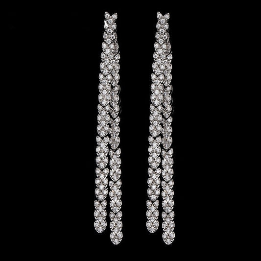 sengpan Luxury Crystal Cz Beads Long Earrings Statement Jewelry Fashion Brand Shinning Wedding Earrings for Women