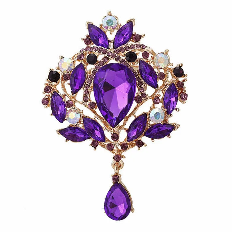 Lianfudai New Bride Bouquet Summer Purple Brooch Jewelry Korean Flower Crystal Rhinestone Brooch Pins Brooches For Wedding Women