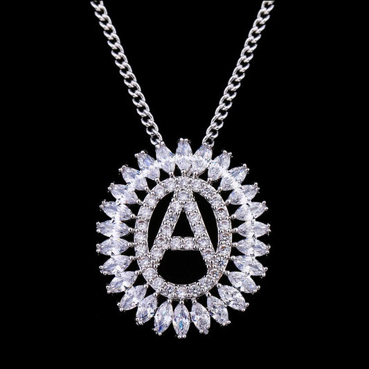 sengpan Classic New Design Letter A Zircon Charm Necklace for Women Fashion Wholesale Crystal Jewelry