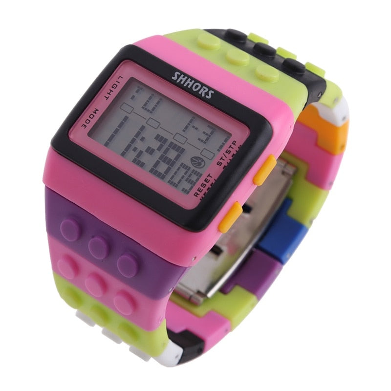 sengpan Christmas wishlist Hot Children's Watches Digital LED Chic Unisex Colorful Constructor Blocks Sports relogio masculino Wrist Women Watch Kids Gifts