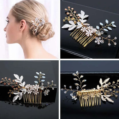 sengpan Bridal Hair Accessories Crystal Peals Hair Combs Wedding Hair Clips Accessories Jewelry Handmade Women Hair Ornaments Headpieces