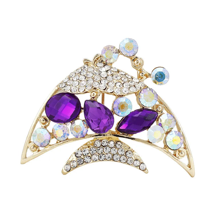 sengpan New Bride Bouquet Summer Purple Brooch Jewelry Korean Flower Crystal Rhinestone Brooch Pins Brooches For Wedding Women