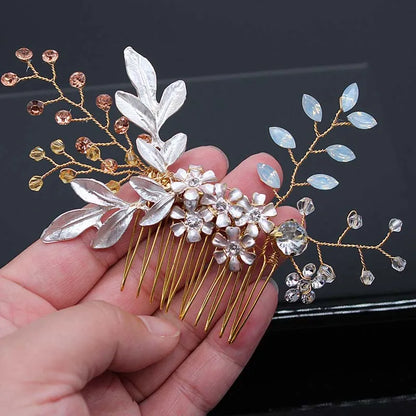 sengpan Bridal Hair Accessories Crystal Peals Hair Combs Wedding Hair Clips Accessories Jewelry Handmade Women Hair Ornaments Headpieces