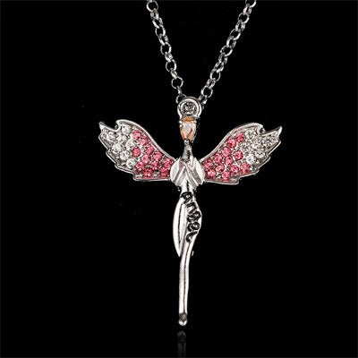 sengpan Rhinestone Encrusted Alloy Necklaces For Women Angel Wings Feather Brincos Jewelry Party Necklaces Gothic Fashion