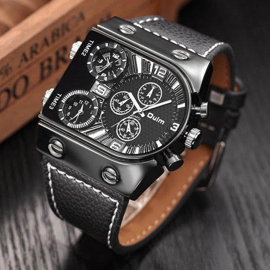 sengpan gifts for Men&#39;s Watches Mens Quartz Casual Leather Strap Wristwatch Sports Man Multi-Time Zone Military Male Watch Clock relogios