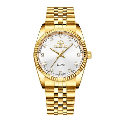 sengpan watches on sale clearance Luxury Couple Watch Golden Fashion Stainless Steel Lovers Watch Quartz Wrist Watches For Women & Men Analog Wristwatch