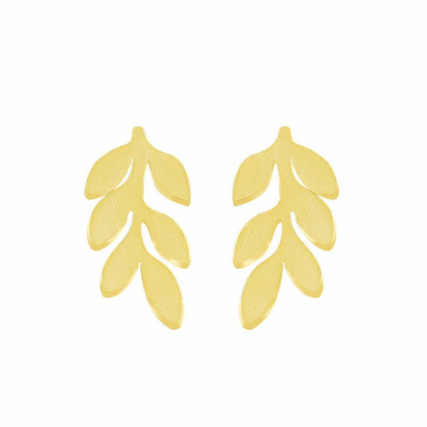 sengpan western jewelry for women Cute Stainless Steel Laurel Leaf Stud Earrings Rose Gold Jewelry Minimalist Tree Leaves Earrings For Women Fashion Brincos