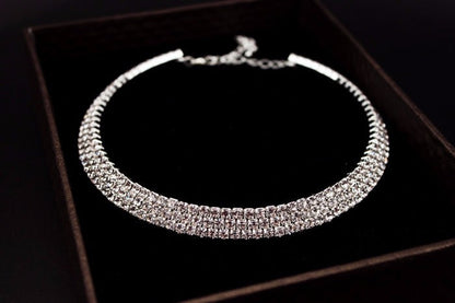 sengpan Christmas wishlist Hot Selling Bride Classic Rhinestone Crystal Choker Necklace Earrings and Bracelet Wedding Jewelry Sets Wedding Accessories X164