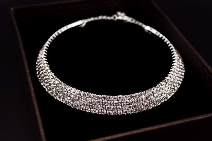 sengpan Christmas wishlist Hot Selling Bride Classic Rhinestone Crystal Choker Necklace Earrings and Bracelet Wedding Jewelry Sets Wedding Accessories X164