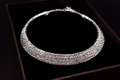 sengpan Christmas wishlist Hot Selling Bride Classic Rhinestone Crystal Choker Necklace Earrings and Bracelet Wedding Jewelry Sets Wedding Accessories X164